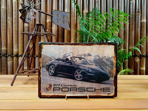 Porsche 911 997 handmade wood mounted car print